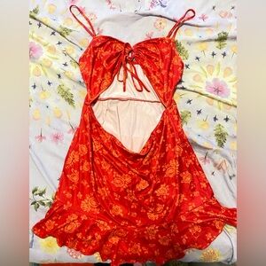 cutout red summer dress